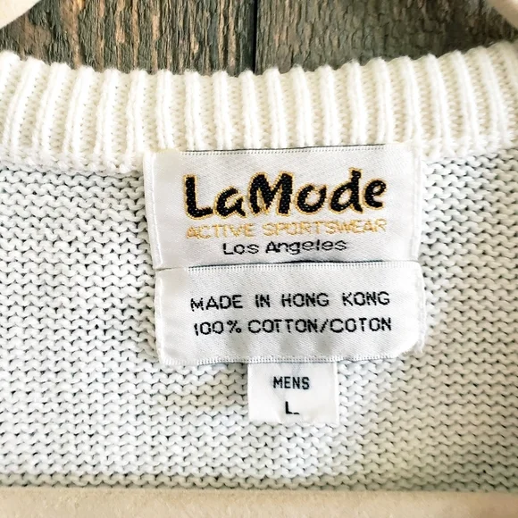 Vintage LaMode Sweater L Large 90's V-Neck Oversized - Picture 5 of 5